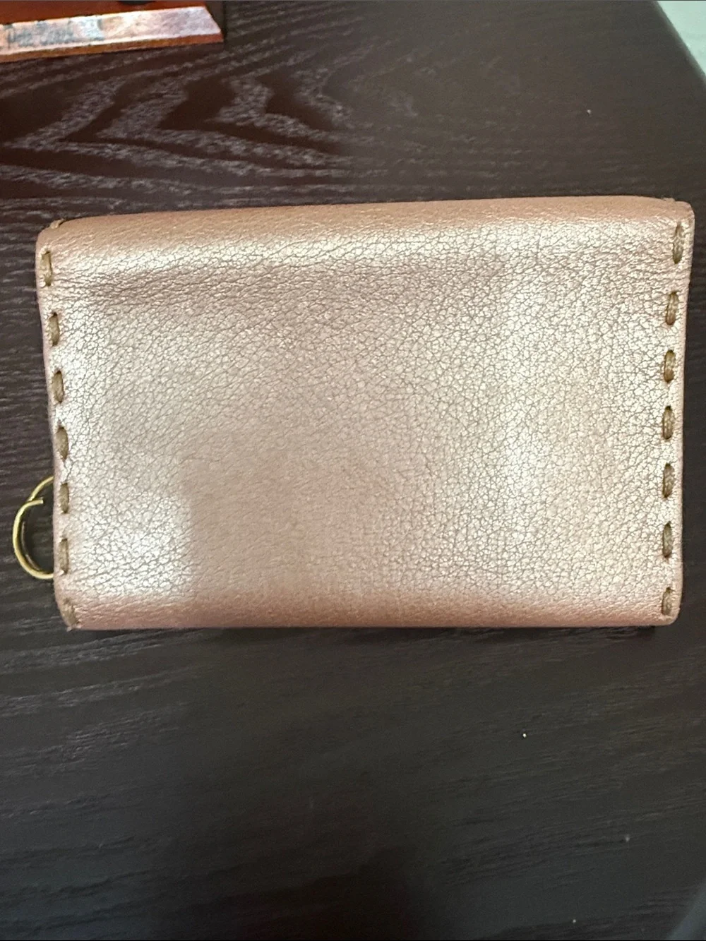 Fendi rosegold Leather Key & Card Holder with Gold-Tone Hardware
